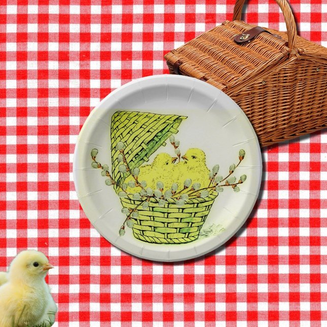 Vintage Easter Chicks Paper Plates (Creator Uploaded)