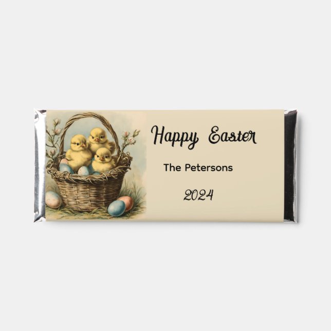   Vintage  Easter  Chicks personalized Hershey Bar Favors (Front)