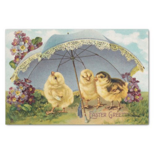 Vintage Easter Chicks Under an Umbrella Tissue Paper