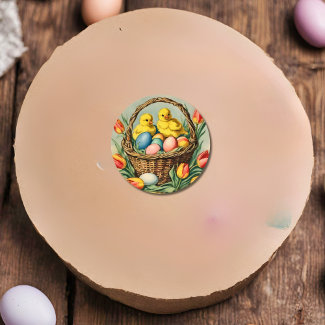   Vintage  Easter  Chicks with tulips 