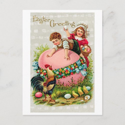 Vintage Easter Child Egg Chick  Postcard