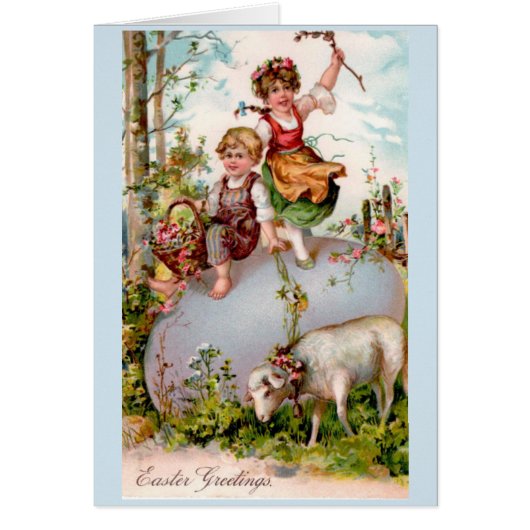 Vintage Easter Children & Lamb, (Front)