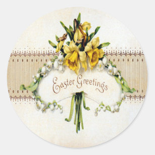 Vintage Easter Classic Round Sticker