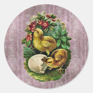 Vintage Easter Classic Round Sticker