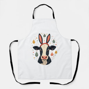 Vintage Easter Cow Bunny Ears Cute Farm Animal Egg Apron