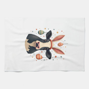 Vintage Easter Cow Bunny Ears Cute Farm Animal Egg Kitchen Towel