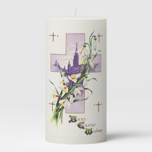 Vintage Easter Cross Pillar Candle