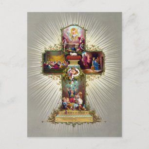 Vintage Easter Cross Religious Holiday Gold Postcard