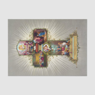 Vintage Easter Cross Religious Holiday Gold Tissue Paper