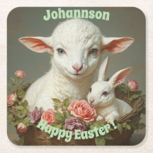 Vintage Easter Custom Personalize Lamb & Bunny