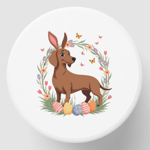 Vintage Easter Dachshund Bunny Dog with Floral Egg Mini Candle Favors