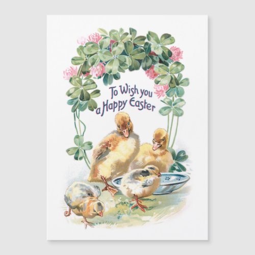 Vintage Easter Ducklings Chicks and Clover