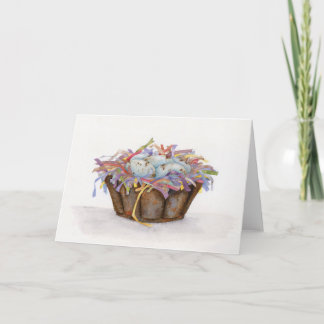 Vintage Easter Egg Basket Folded Greeting Card