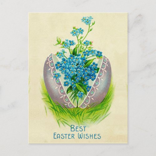 Vintage Easter Egg Best Easter Wishes Greeting Postcard