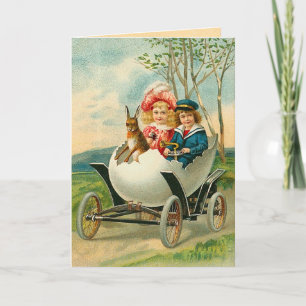 Vintage Easter Egg Carriage Holiday Card