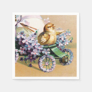 Vintage Easter Egg Chick Floral Flowers Napkins