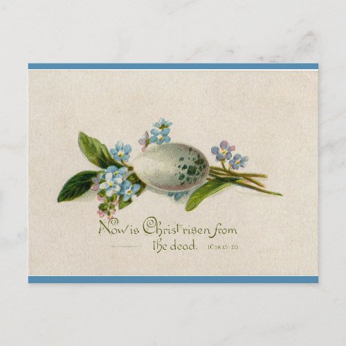 Vintage Easter Egg Flowers and Biblical Quotation Postcard