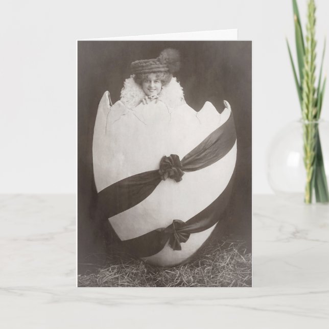 Vintage Easter Egg Lady Card (Front)