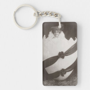 Vintage Easter Egg Lady Keychain
