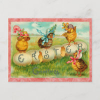 Vintage Easter Eggs Holiday Postcard