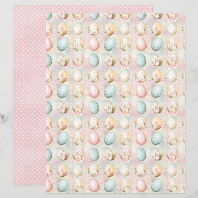 Vintage Easter Eggs Scrapbook Paper (Front/Back)