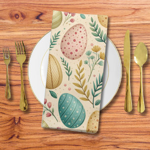 Vintage Easter Eggs with Floral Buds Cloth Napkin
