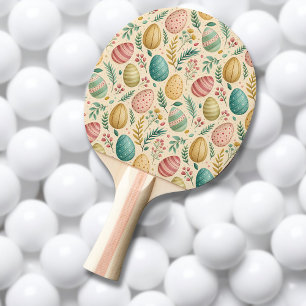 Vintage Easter Eggs with Floral Buds Ping Pong Paddle