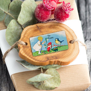 Vintage Easter Elves Eggs Gift Tag