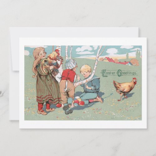 Vintage Easter Farm Animals and Children Holiday Card