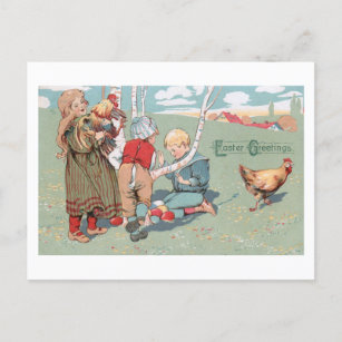 Vintage Easter Farm Animals and Children Holiday Postcard