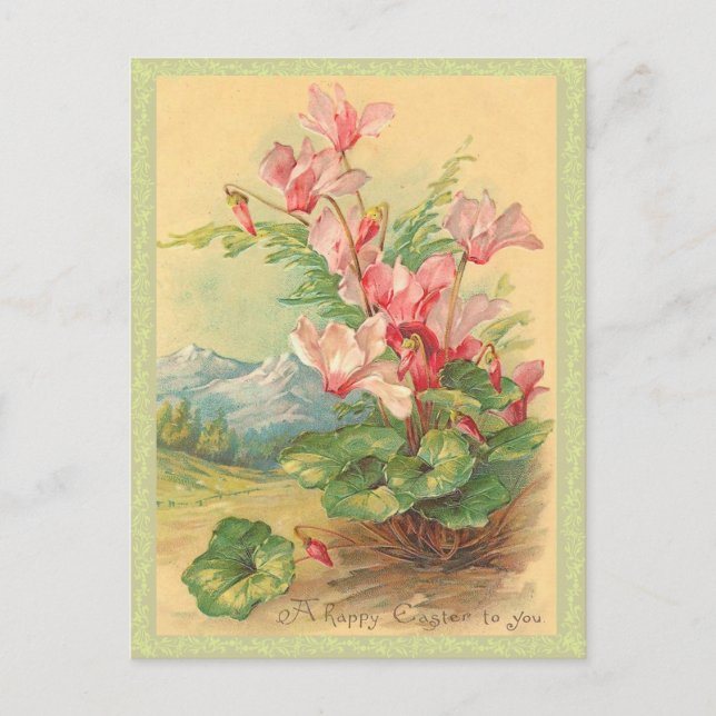Vintage Easter Floral Holiday Postcard (Front)