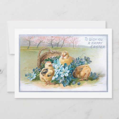 Vintage Easter Floral with Chicks Holiday Card