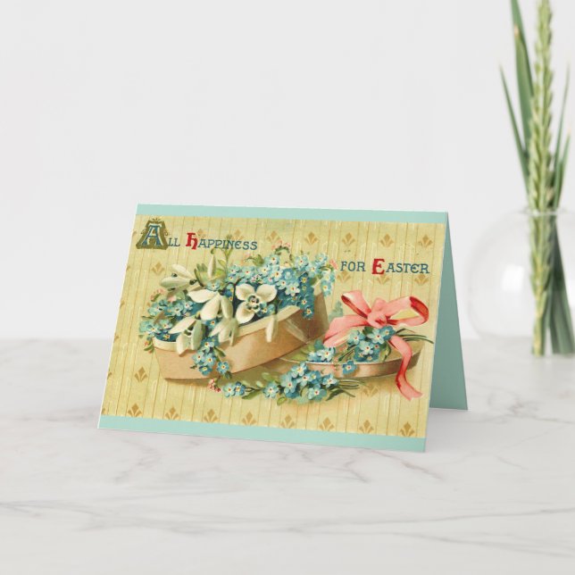 Vintage Easter Flowers Hat Box Card (Front)