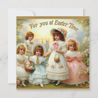 Vintage Easter ~ FOR YOU AT EASTER TIME ~ Children Holiday Card