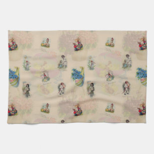 Vintage Easter Germany postcards - retro seamless Kitchen Towel