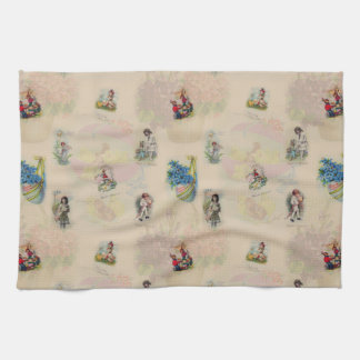 Vintage Easter Germany postcards - retro seamless  Kitchen Towel