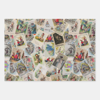 Vintage Easter Germany retro postcards collage -  Wrapping Paper Sheets
