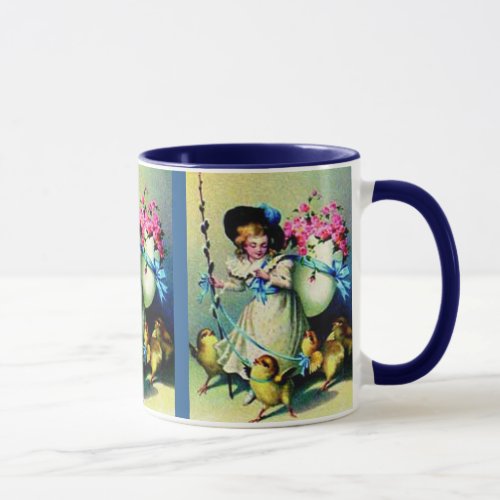 Vintage Easter Girl and Baby Chicks Mug