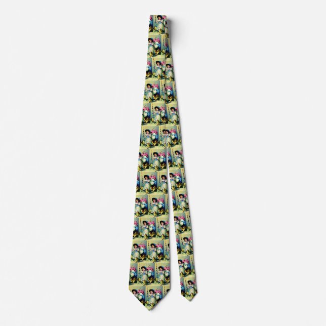 Vintage Easter Girl and Baby Chicks Neck Tie (Front)