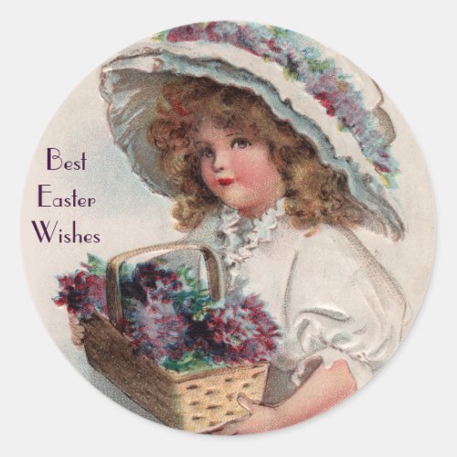 Vintage Easter Girl in Bonnet Stickers