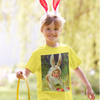 Vintage Easter Girl in Bunny Costume Kids T-Shirt