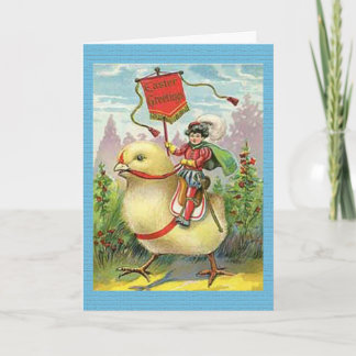 Vintage Easter Girl in Egg on Purple Flowers, ZSSG Holiday Card