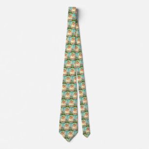 Vintage Easter Girl in Egg on Purple Flowers, ZSSG Neck Tie