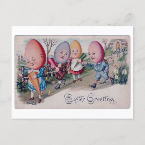 Vintage Easter Greeting Card _ Easter Egg Heads