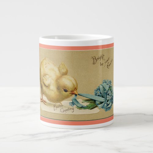 Vintage Easter Greeting Chick Giant Coffee Mug