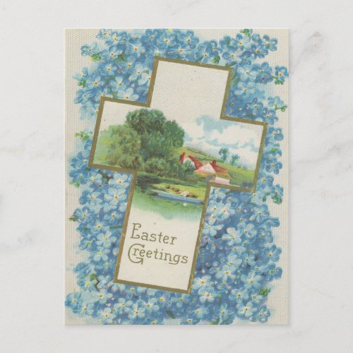 Vintage Easter Greeting Cross Postcard