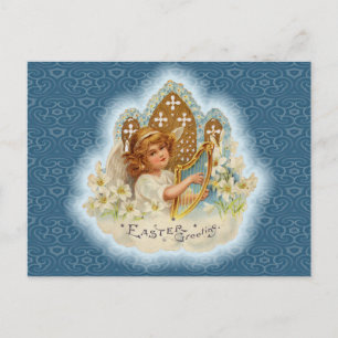 Vintage Easter Greetings Angel Holiday Postcard
