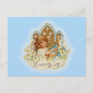 Vintage Easter Greetings Angel Holiday Postcard