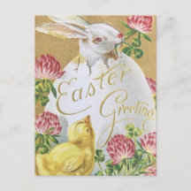 Vintage Easter Greetings Bunny and Chick