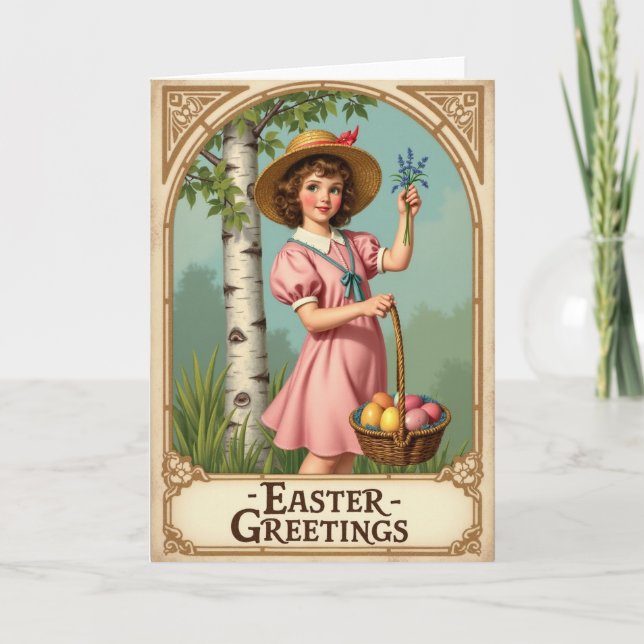 Vintage Easter Greetings Card (Front)